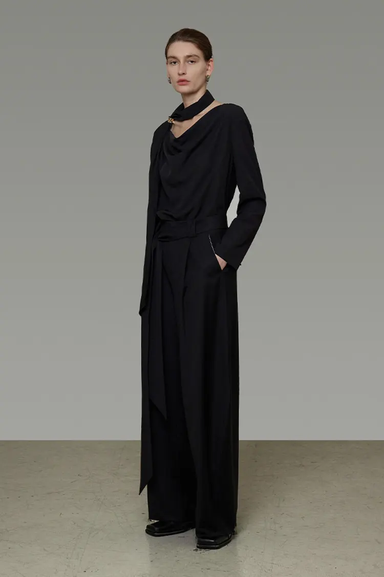 Women's Black Office Long Sleeve Blouse