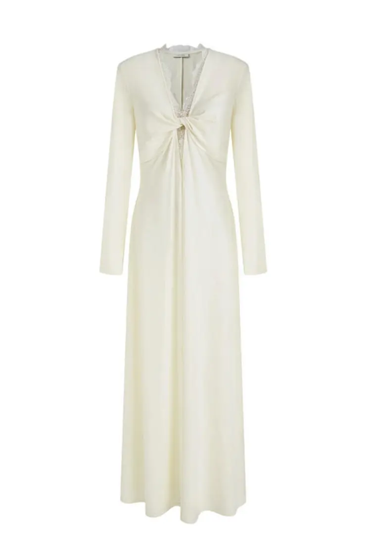 レディース レース スプライス マキシ ドレス