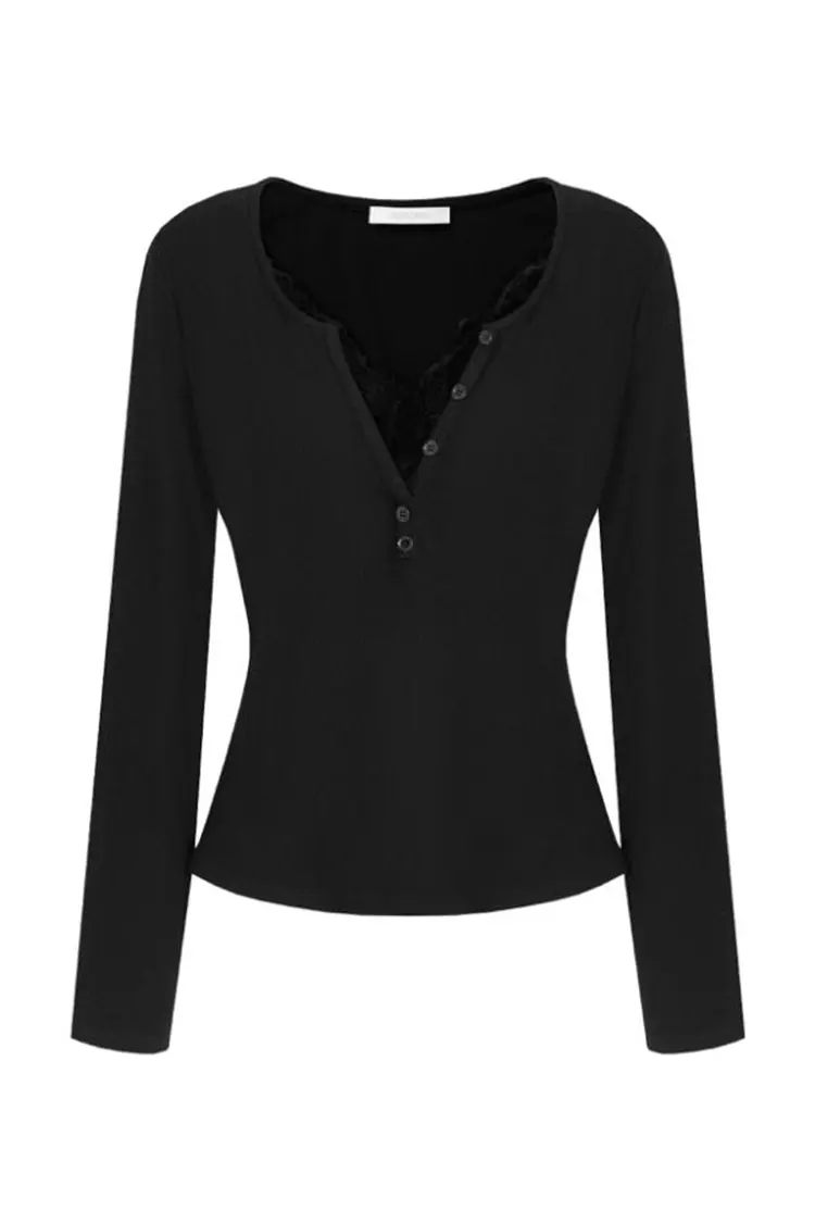 レディース レース V ネック スリム セーター