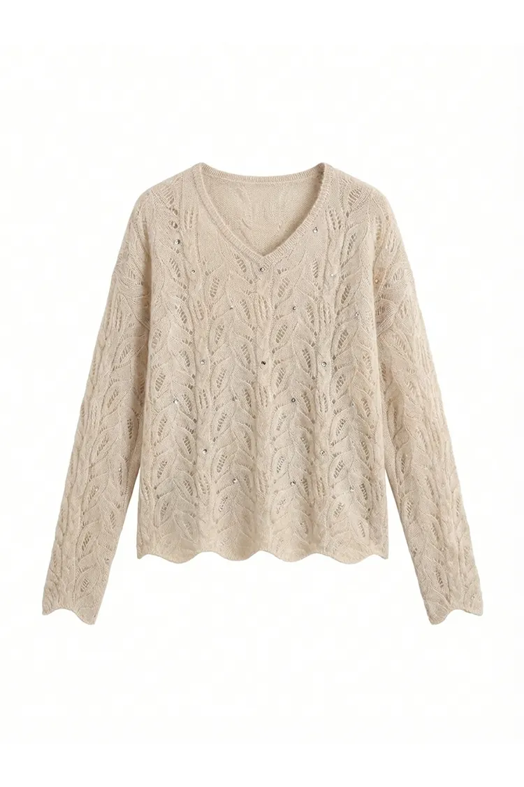 レディース V ネック スリム カシミア セーター